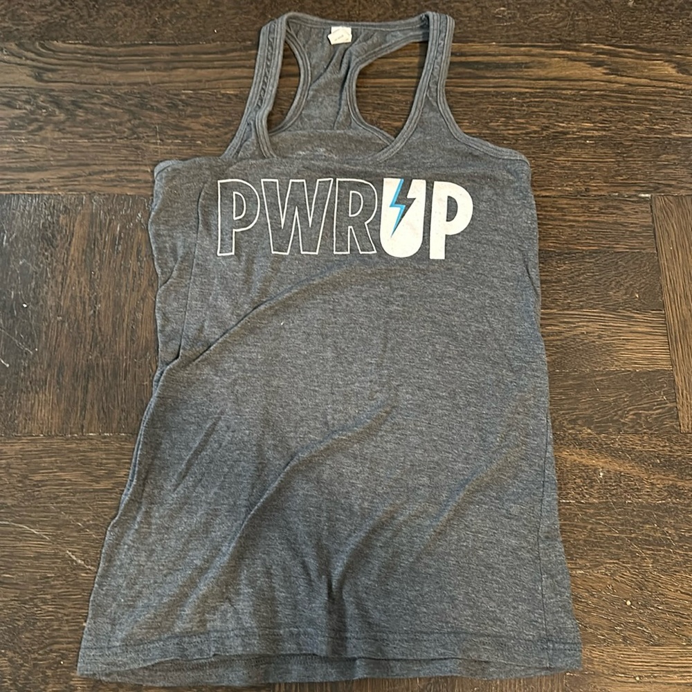 Flywheel racer back tank - PWR UP logo on front & Fly (Flywheel logo) on back